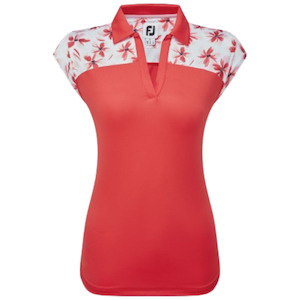 FootJoy Block Floral Trim Cap Sleeve Womens Shirt