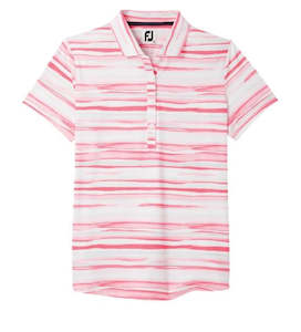 Womens Polos: FootJoy Women's Watercolour Lisle ShirtBright Coral Watercolour