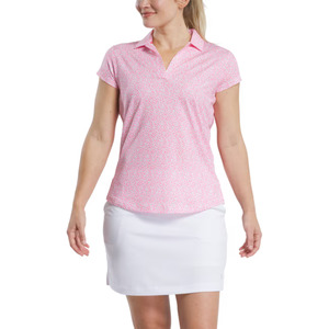 Footjoy: FootJoy Women’s Cap Sleeve Print Shirt | Pink Lemonade