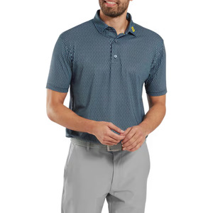 FootJoy Men’s Wiggle Print Lisle Polo | Navy/White