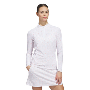 Adidas Ultimate365 Printed Quarter-Zip Women's Polo Shirt | White/Pink