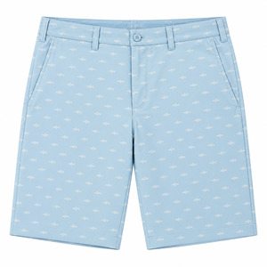 Mens Golf Shorts: Greg Norman G7S23H908 Shark-Print Men's Golf Shorts | Misty Blue | 34 Only