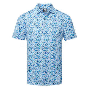 Footjoy: Footjoy Primrose Print Lisle Polo - Ocean