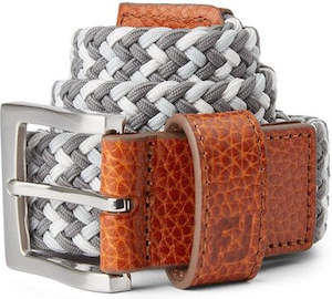 Footjoy: FootJoy Braided Belt - Gravel/Grey Cliff/White