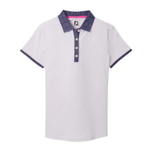 Footjoy Polos: FootJoy Women's SS Print Trim Polo