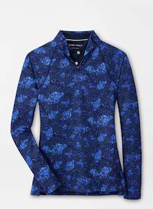 Pullovers: Peter Millar Women's Ginko Print Raglan Sleeve Perth Layer - Abaco Blue