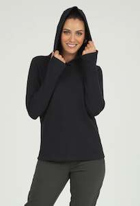 Ibkul: IBKUL Ladies Solid Popcorn Stitch Hoody - Black