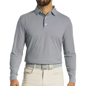 Footjoy Polos: FootJoy Men's Long Sleeve Micro Stripe Polo