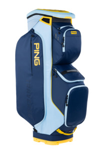 Ping Golf: Ping Traverse Cart Bag - Navy/Crystal/Lemon