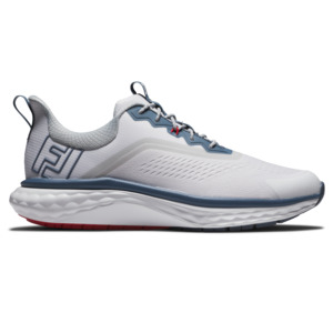 Footjoy Golf: FootJoy Men's Quantum Textile Golf Shoes - White/Blue/Red