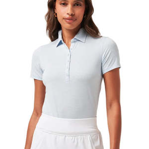 TravisMathew Ladies Featherweight Active Polo - Heather Kentucky Blue