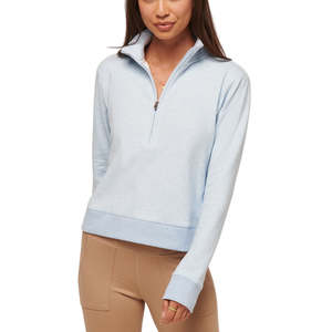 Golf Pullovers: TravisMathew Ladies Cloud Fleece Half Zip - Heather Kentucky Blue