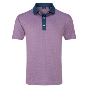FootJoy Men's Lattice Print Polo - Dark Denim/Pink