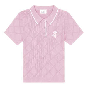 Golf Polos: Huffer Womens Diamond Knit Polo - Petal