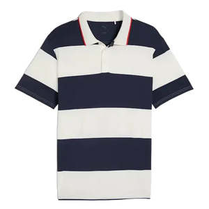 Puma Cloudspun Striped Rugby Polo - Warm White/Deep Navy
