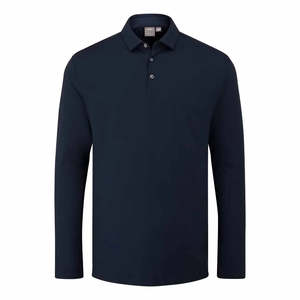 PING Men`s Demitri Long Sleeve Polo Shirt - Navy
