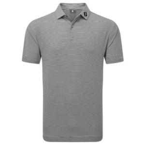Footjoy Golf: Footjoy Lisle Micro Feeder Stripe Polo - Black/Grey