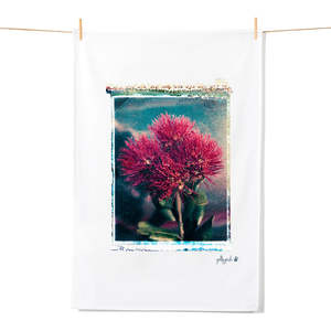 Tea Towels: Pohutukawa Polaroid 1 Tea Towel