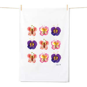 Tea Towels: Flower Butterflies Tea Towel
