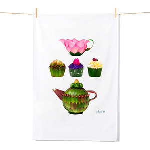 Tea Towels: Jug Cupcakes Teapot Tea Towel