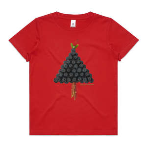 Kids Cotton Tee Shirts: Christmas Blueberry Tree Kids Tee Shirt