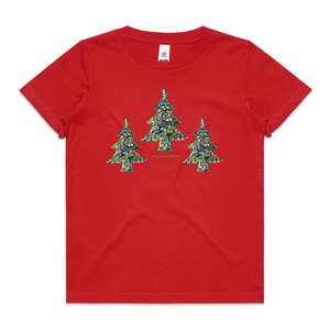 Christmas Paua Trees Kids Tee Shirt