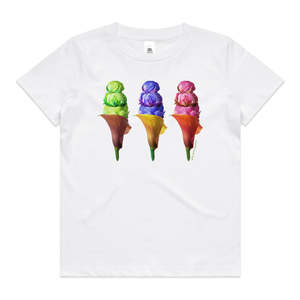 Kids Cotton Tee Shirts: Peony Ice Creams Kids Tee Shirt