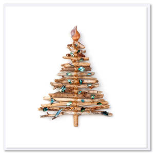 Greeting Cards: Christmas Driftwood Tree Greeting Card