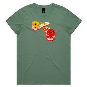 Womans Cotton Tee Shirts: Gerbera Jandals Woman's Tee Shirt