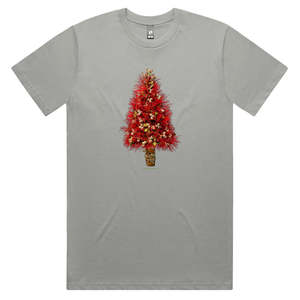 Mens Cotton Tee Shirts: Christmas Pohutukawa Tree Men's Tee Shirt