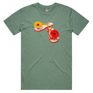 Mens Cotton Tee Shirts: Gerbera Jandals Men's Tee Shirt