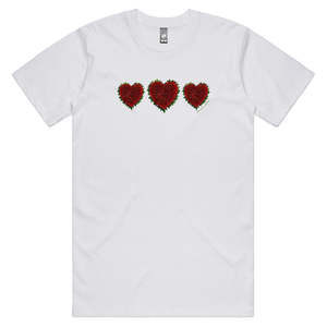 Mens Cotton Tee Shirts: Pohutukawa Hearts Men's Tee Shirt