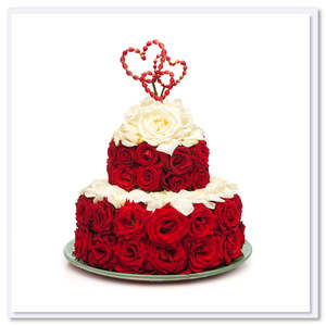 Greeting Cards: Red Rose Cake Greeting Card