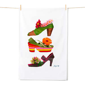 Tea Towels: Floral Shoes Tea Towel
