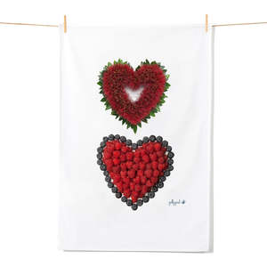 Tea Towels: Floral & Berry Hearts Tea Towel