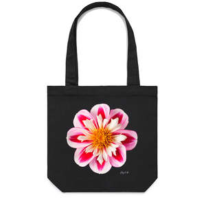 Tote Bags: Variegated Dahlia Flower Tote Bag