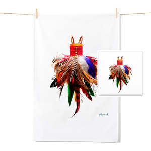 Feather Dress - Tea Towel & Free Card Gift Set
