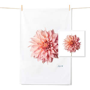 Tea Towel Free Card Bundles: Dahlia Flower - Tea Towel & Free Card Gift Set