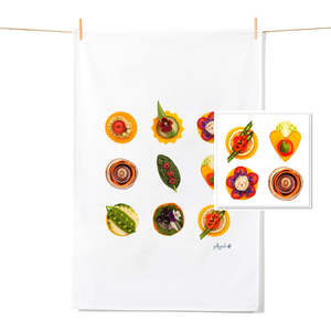 Tea Towel Free Card Bundles: Canapés - Tea Towel & Free Card Gift Set