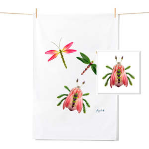 Tea Towel Free Card Bundles: Bug & Dragonflies - Tea Towel & Free Card Gift Set