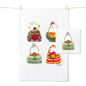 Tea Towel Free Card Bundles: Botanical bags - Tea Towel & Free Card Gift Set
