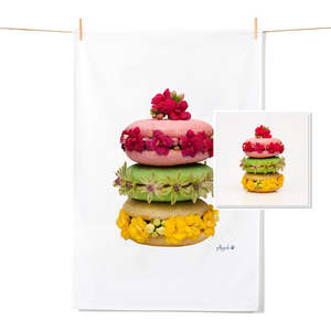 Macaroon Stack - Tea Towel & Free Card Gift Set