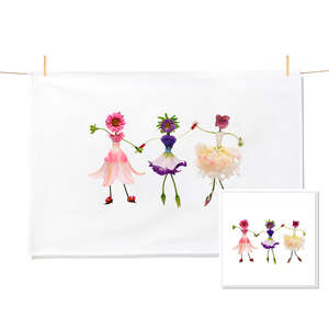 Tea Towel Free Card Bundles: Dancing Girls - Tea Towel & Free Card Gift Set