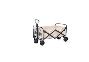 HOME: Khaki Collapsible Wagon Beach Cart Picnic Trolley Folding Camping Grocery