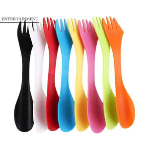 Camping And Hiking: Camping Fork Spoon Multi-function 3 In 1 Utensils Plastic Spoon Fork Cutter.