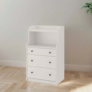 HAUGA: IKEA HAUGA Chest of 3 drawers with shelf, white, 70x116 cm
