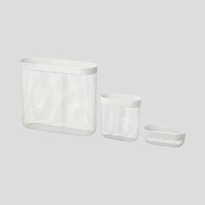Wall shelves: IKEA SKADIS Storage basket, set of 3, white