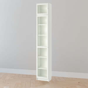 H Shelving Bookcase: IKEA BILLY Bookcase w glass doors/extension, white, 40x30x237 cm