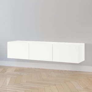 Tv Benches: IKEA BESTA wall mounted TV bench with 3 doors, white, 180x42x38 cm
