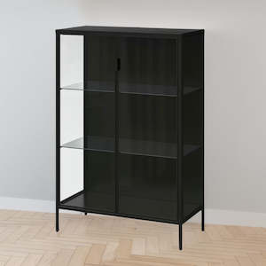 IKEA RUDSTA Glass-door cabinet, anthracite, 80x37x120 cm
